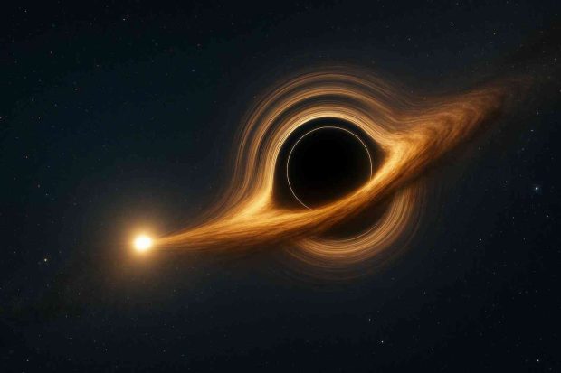 نمایی واقعی و شگفت‌انگیز از یک سیاهچاله که یک منظومه ستاره‌ای را به درون خود می‌بلعد